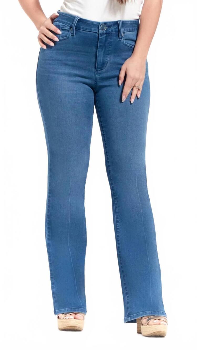 NEW 1822 DENIM mid rise better butter full length slim bootcut jeans in medium w